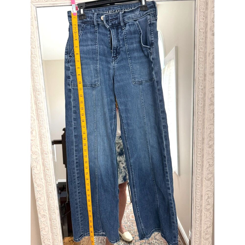 American Eagle Super High Rise Baggy Wide Leg Jeans 000 Short - Picture 5 of 7